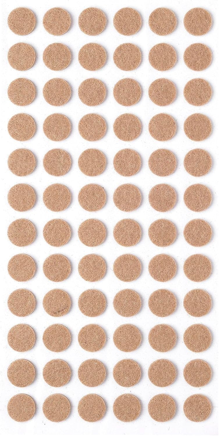 Kahverengi 72 Adet Yapışkanlı, Masa, Koltuk Altı Parke Koruma Keçesi, Yuvarlak, 1,5 Cm