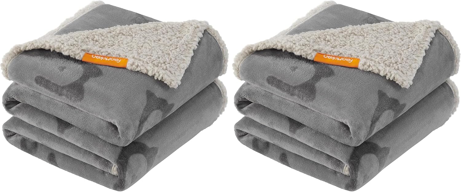 Feandrea Su geçirmez köpek örtüsü, polar evcil hayvan örtüsü, orta ve büyük köpekler için, kediler, 152 x 127 cm, XL, makinede yıkanabilir, çift taraflı koltuk kılıfı, gri PPB060G01 (2 paketi)