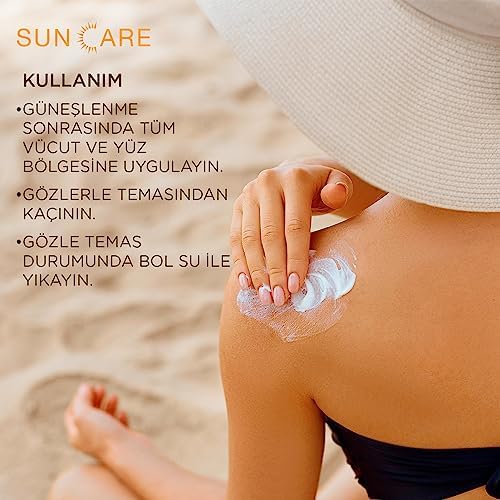 Sun Care Güneş Sonrası Krem Yatıştırıcı Nemlendirici Koruyucu, Aloe Soya Yağı, Vitamin E, 200 ml (2 paketi)