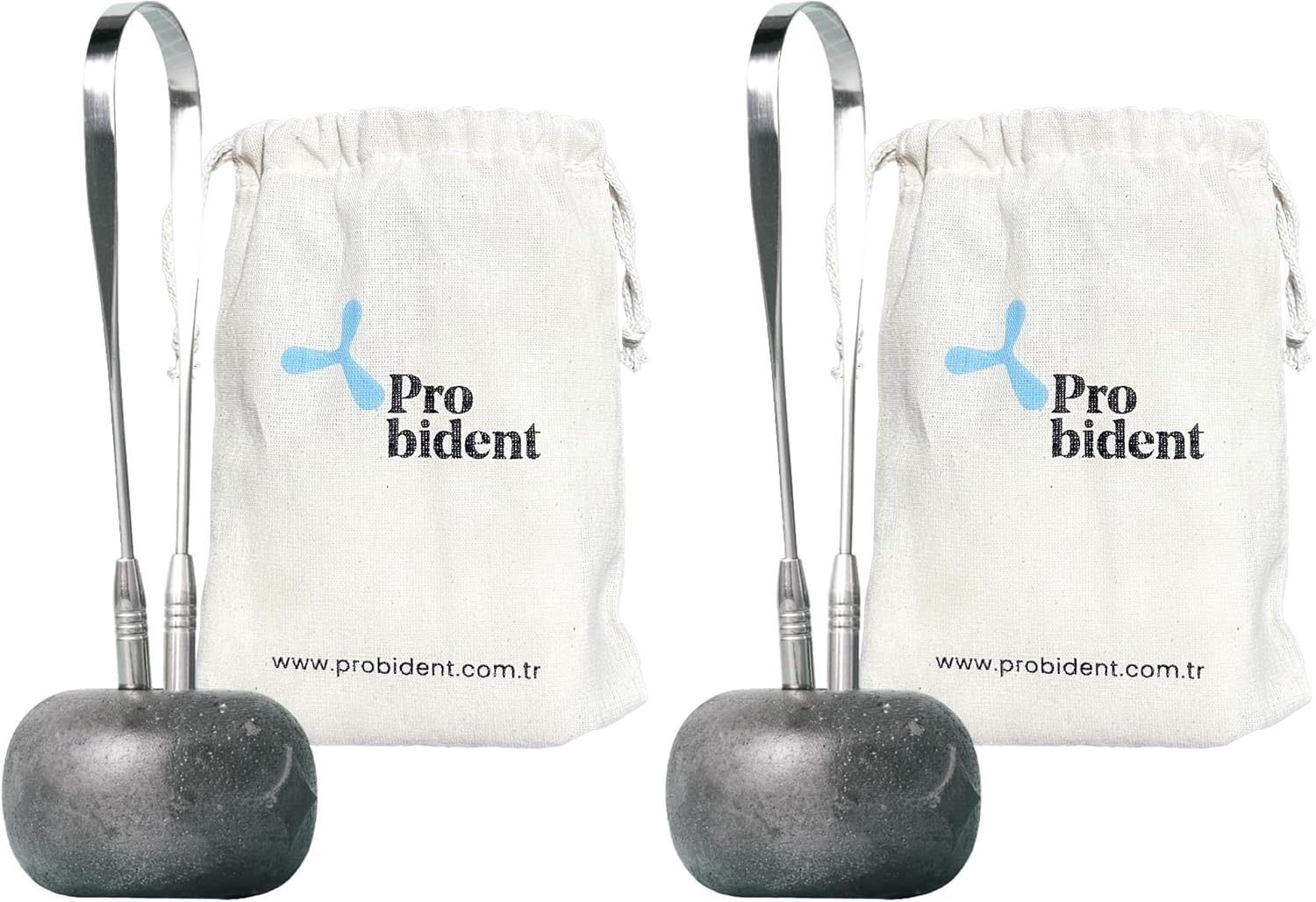 Probident Dil Temizleme Aparatı/Dil Sıyırıcı Kese + Stand Hediyeli Full 304 Surgical Stainless Steel (2 paketi)