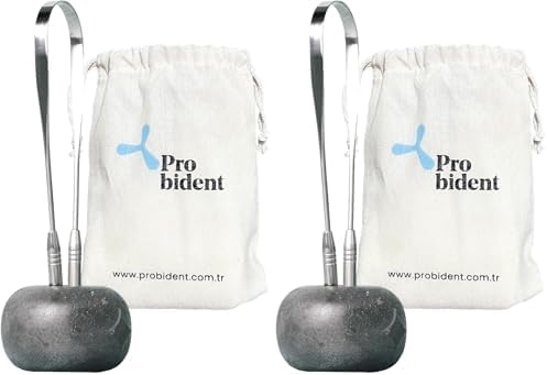 Alternative view of Probident Dil Temizleme Aparatı/Dil Sıyırıcı Kese + Stand Hediyeli Full 304 Surgical Stainless Steel (2 paketi)