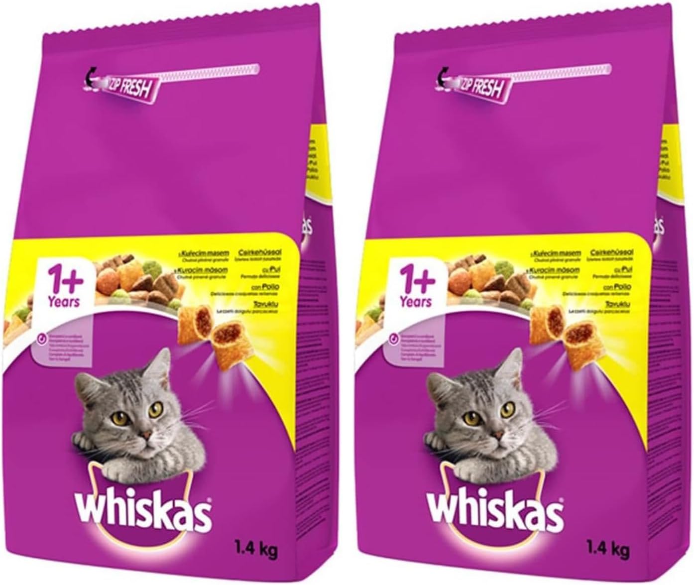 Whiskas Tavuklu ve Sebzeli Yetişkin Kuru Kedi Maması 1,4 Kg (2 paketi)