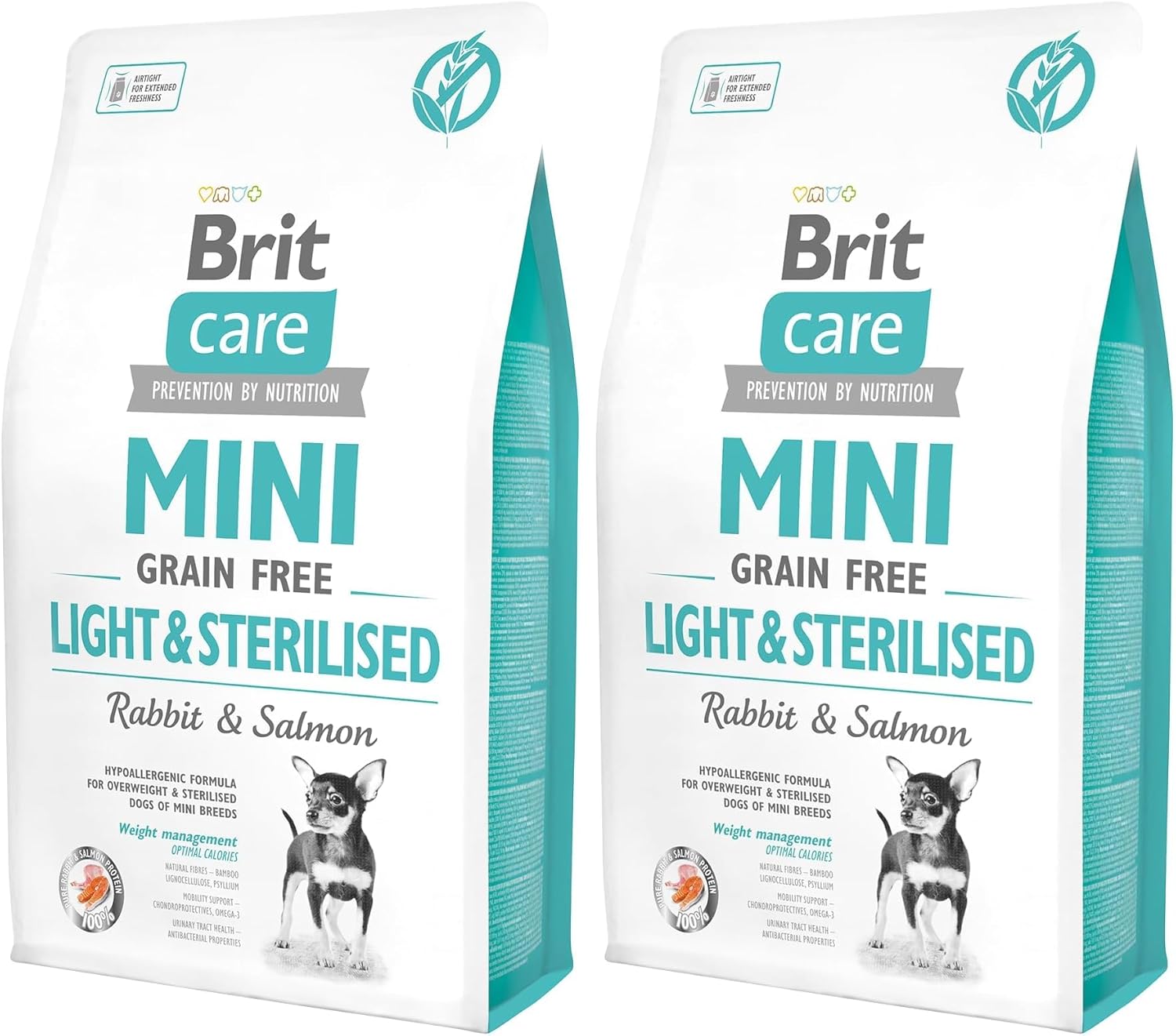 Alternative view of Brit Care Light & Sterilised, Minik Irk - Kısırlaştırılmış Köpekler İçin, Tahılsız, Hipoalerjenik Tavşan Etli Ve Somon Balıklı Kuru Mama, 2 kg (2 paketi)