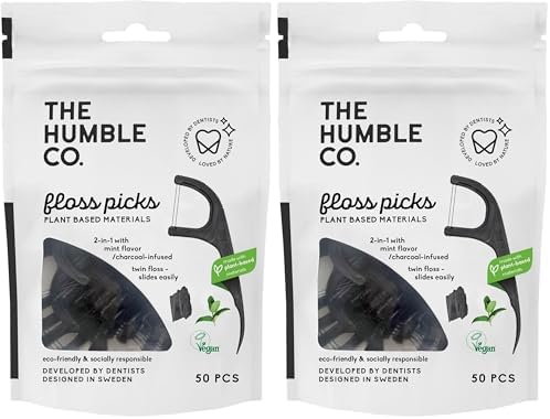 The Humble Co. Kömür ve Naneli Kürdanlı Diş İpi 50 Adet 1 Paket (2 paketi)