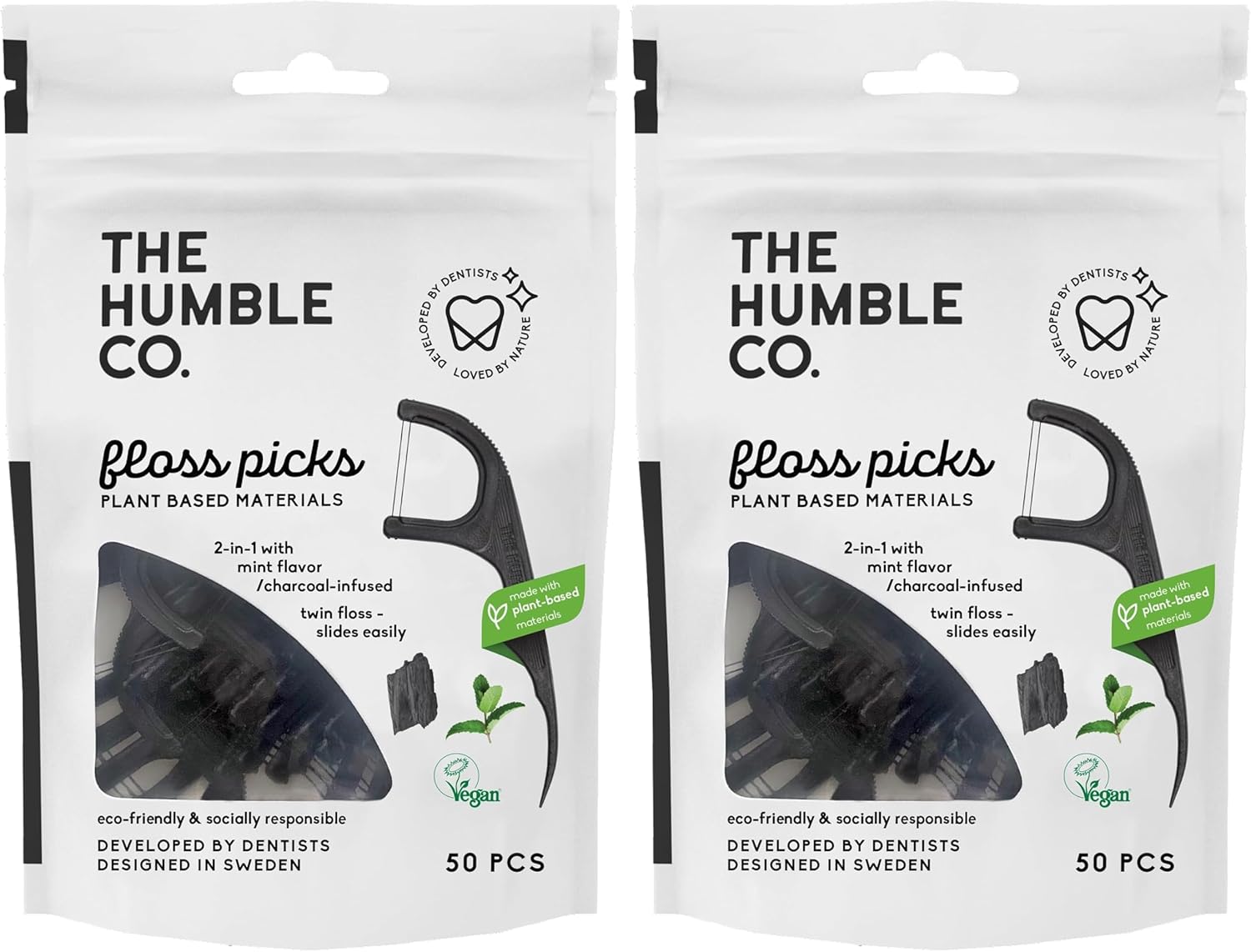 Alternative view of The Humble Co. Kömür ve Naneli Kürdanlı Diş İpi 50 Adet 1 Paket (2 paketi)