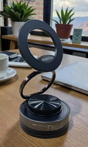 Metal Katlanabilir 360 Derece Dönebilir Vakumlu Manyetik Araç ve Masaüstü Telefon Tutucu