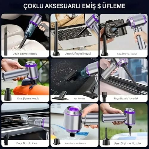 Alternative view of Kablosuz Güçlü Araç Süpürgesi ve Hava Üfleyici | 20000Pa Turbo Vakum Gücü | 3 Kademeli Fırçasız Motor | Şarjlı Mini El Süpürgesi | HEPA Filtreli Oto Süpürgesi | Ev Ofis Araba Temizlik Makinesi |