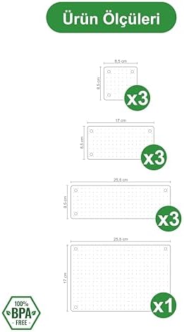 Modüler Organizer Set Mutfak Çekmece İçi Düzenleyici Çatal Kaşık Bıçak Organizeri Kristal (10'lu Set)