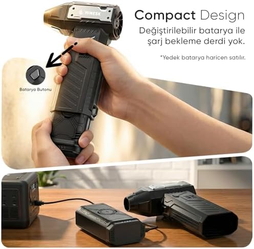 Alternative view of G320 Turbo Jet Fan Hava Üfleyici - 【Turbo Modda 320 Gram Hava Üfleme Gücü】- Ultra Güçlü Hava Basıncı -Taşıma Torbalı ve Ekstra Nozullu - Çıkarılabilir Batarya Sistemi