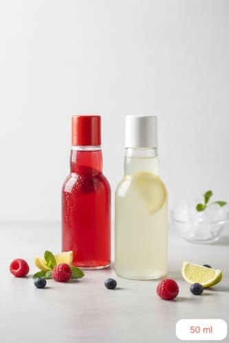 Alternative view of 6 Adet 40 ml Kapaklı Plastik Şişe Seti | Tekrar Kullanılabilir, Seyahat Boyu Mini İçecek, Numune ve Sos Şişeleri (Beyaz & Kırmızı Kapaklı)