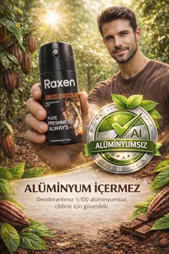 Alternative view of Raxen Erkek Deodorant Spreyi - Chocolate Serisi - 150ml - Etkili Ter Kokusu Önleyici - Alüminyumsuz ve Leke Bırakmayan Formül - Gün Boyu Ferahlık Veren Erkek Vücut Spreyi