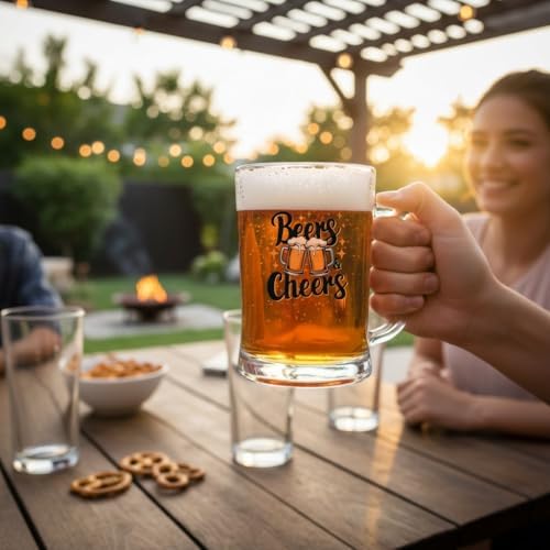 Alternative view of Büyük Boy Renkli Beers Cheers Baskılı Cam Bardağı Beer Glass Mug 600 ml