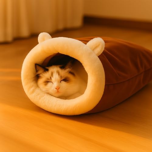 Alternative view of Kedi Mağarası 45×50 cm – Yumuşak Peluş Kedi Uyku Tüneli, Kapalı Güvenli Kedi Yatağı, Yıkanabilir, Tünel Tasarım, Kediler için Kışlık Mağara