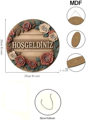 Alternative view of Hoş Geldiniz Çiçekli Uv Baskı 3D Görünümlü Mdf Kapı Süsü | Askılı Silinebilir Dekoratif Ks013,Ks013 20 X