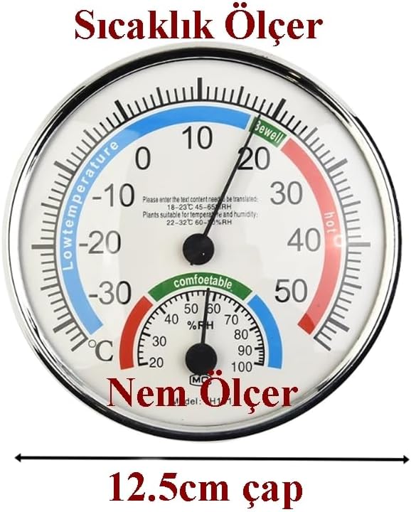 Alternative view of Analog Ekranlı Sıcaklık ve Nem Ölçer Termometre, -30°C ile +50°C Arası, 12.5cm Çap, Bebek Odası için Uygun