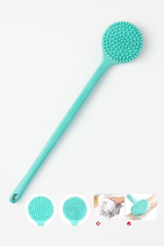 Alternative view of Çift Taraflı Silikon Duş Vücut Fırçası Uzun Saplı Banyo Yıkama Fırçası Sırt Masaj Peeling Fırçası Derin Temizlik ve Rahatlatıcı Masaj İçin Esnek Yumuşak Vücut Temizleme Aparatı