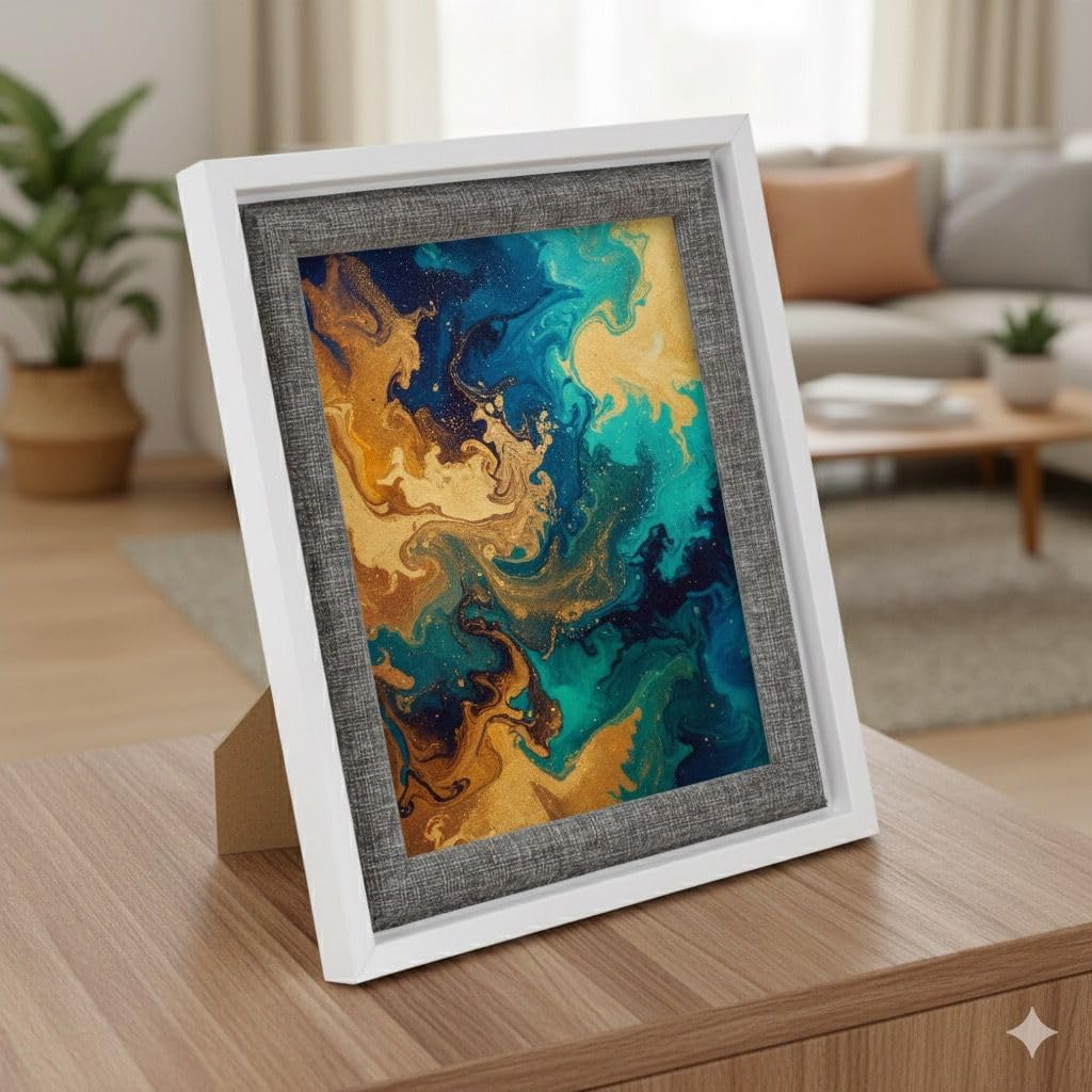 Premium Serisi 13 * 18 CM Ahşap Resim Çerçevesi Beyaz-Gri