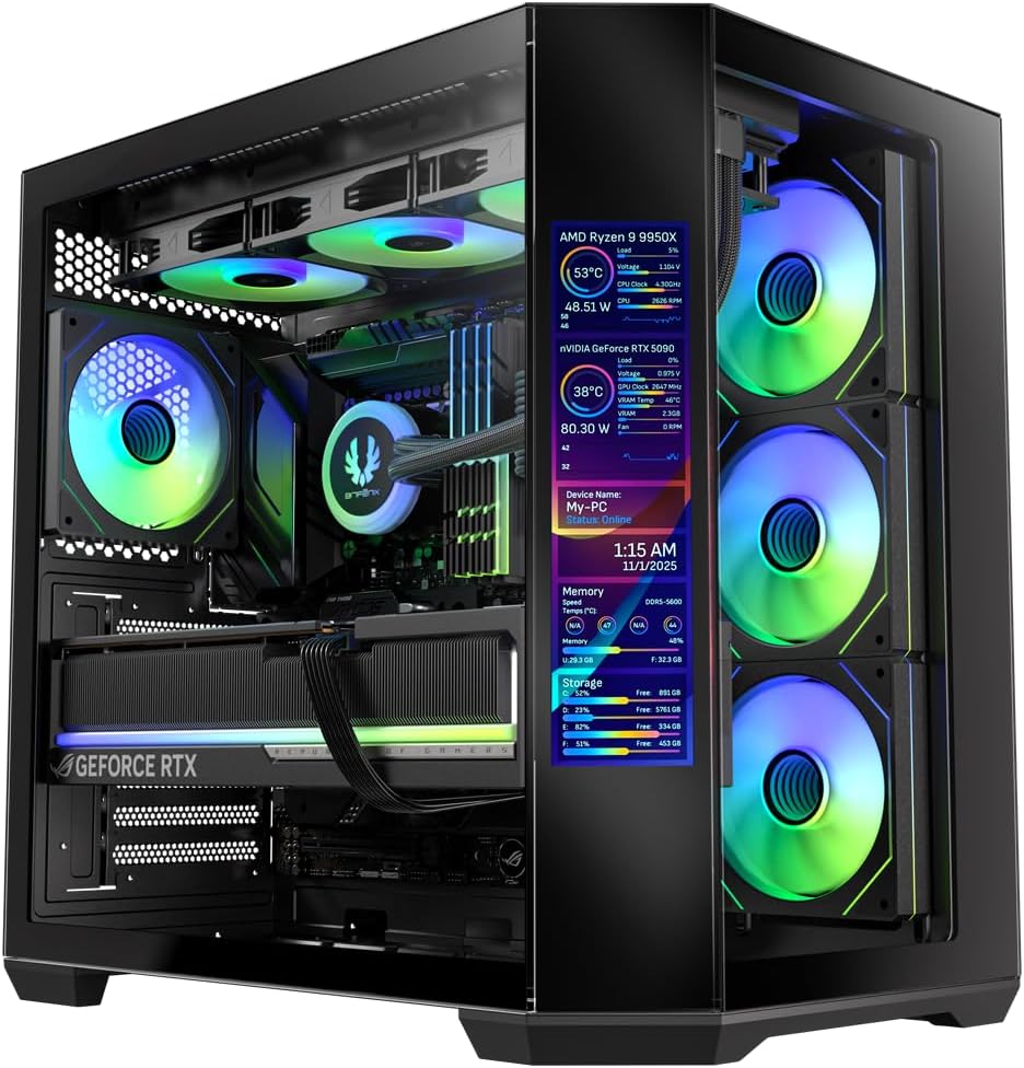 BitFenix Digital T10 EF 850W 80+Bronze 8.8"ARGB USB 3.1 ATX Mid Tower Siyah Kasa BFC-KT10EFBBK850-4A