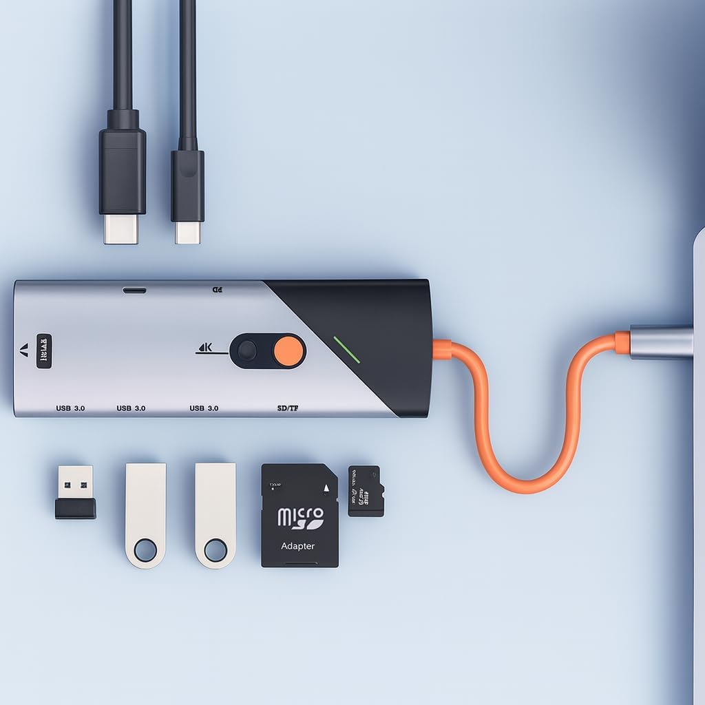 Alternative view of 8in1 USB-C Docking Station – 4K 60Hz HDMI, 1000Mbps Ethernet, 3×USB 3.0, 90W PD Şarj, SD/TF Kart Okuyucu, Taşınabilir Çoklu Bağlantı Hub’ı Laptop Tablet ve Telefon İçin | ZR1146
