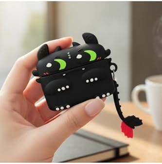 CaseOnn Kılıf Karakter Figürlü Dişsiz Toothles Siyah FreeBuds Pro 4 ile uyumlu