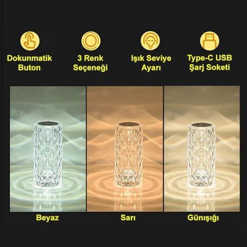 Alternative view of Dokunmatik 3 Renk USB Kablolu LED Masa Lambası GT-CL15