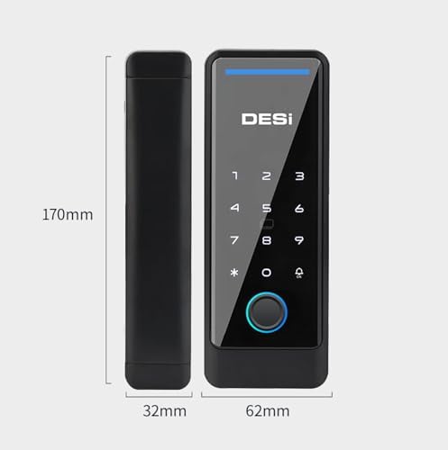 Alternative view of Desi QuiC Q006 Akıllı Kilit Cam Kapılar İçin, Parmak İzi, Şifre, Kart Okuyucu, iOS/ Uyumlu, Siyah