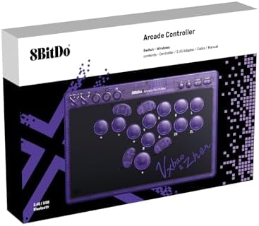 Alternative view of 8Bitdo All Button Arcade Stick Transparent Purple Edition Bluetooth Kablosuz Switch için, PC, macOS, Steam & Raspberry Pi Uyumlu