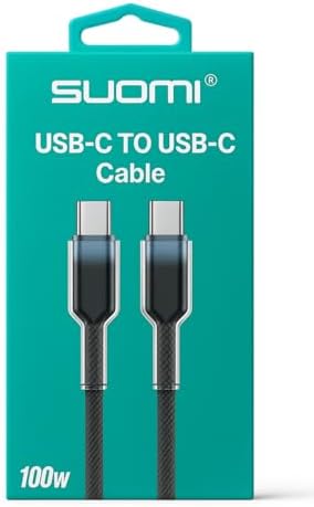 Alternative view of SUOMI USB-C to USB-C Hızlı Şarj Kablosu, 100W, Örgülü Tasarım, 1m, Siyah