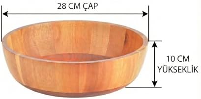 Alternative view of Doğal Akasya Ahşap Salata ve Meyve Kasesi – 28 cm Büyük Boy Yuvarlak Sunum Tabağı, Çerezlik ve Dekoratif Mutfak Kasesi