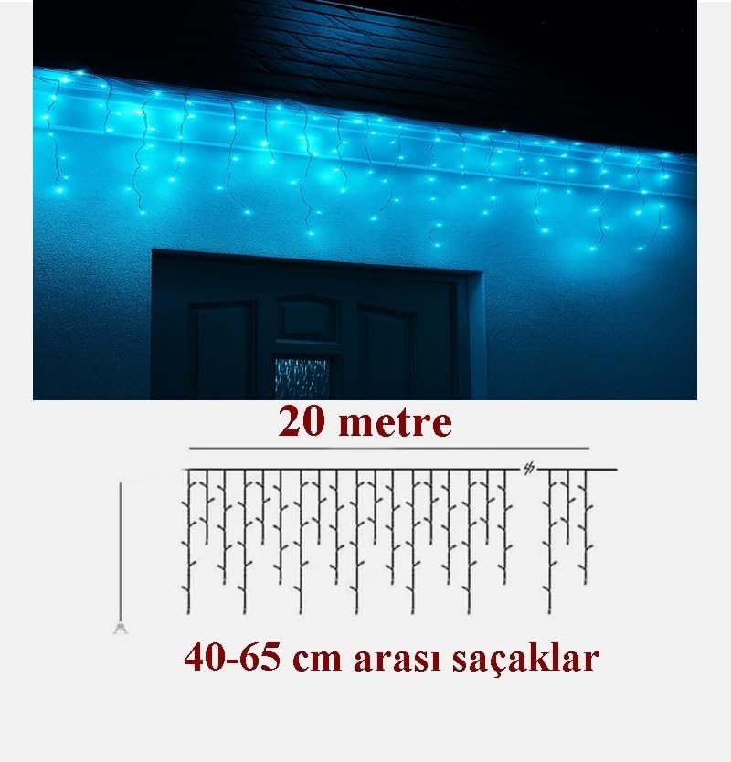 Alternative view of Turkuaz 20 Metre Saçaklı Led Işık 8 animasyonlu ' Birbirine eklenebilir ' (Dubleks ve Merdiven Ledi)