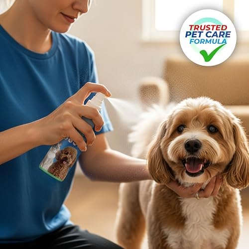 HEALTHONMED Köpek ve Kedi Deri & Tüy Koruyucu Sprey – Doğal Vegan Formül, Kene ve Pireye Karşı Etkili, Kaşıntı Giderici, Tüy Dökmeyi Azaltır, Kötü Kokuyu Önler, Gün Boyu Koruma – 200 ml