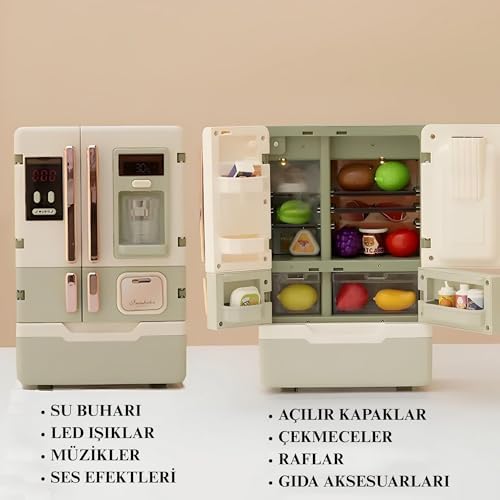Alternative view of Giffy/Oyuncak Buhar Efektli Buzdolabı 28 Parça Aksesuarlı Sesli Müzikli Led Işıklı Pilli Eğitici Gerçekçi