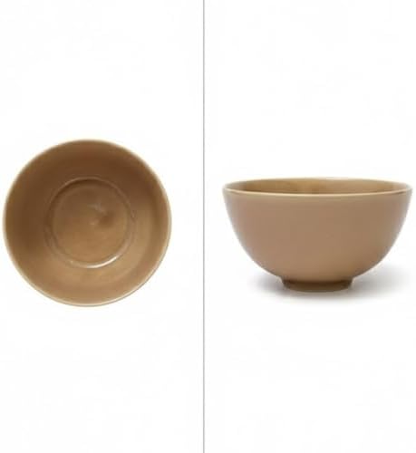Alternative view of 3'lü Karamel Kahve Seramik Kase Seti, Özel Çatlak Dokulu (Crackle) Tasarım Çerezlik ve Sosluk, Modern Kahvaltılık Sunum Kasesi, Derin ve Şık Meze Tabağı Takımı (Bej/Kahve)