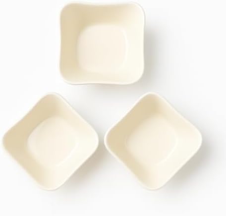Alternative view of Şık Tasarımlı 3’lü Krem Sunum Kasesi – 10 cm Kare Form, Servis ve Kahvaltılık Kase Seti