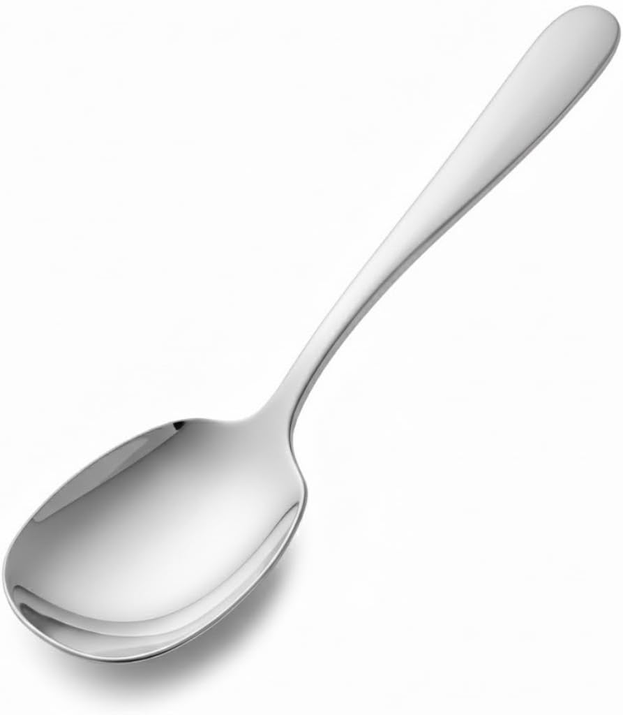 Premium Gümüş Renk Servis Kaşığı – 21 cm Paslanmaz Çelik, Ergonomik Tasarım, Salata ve Yemek Servis Kaşığı, Dayanıklı ve Şık Sunum Kaşığı