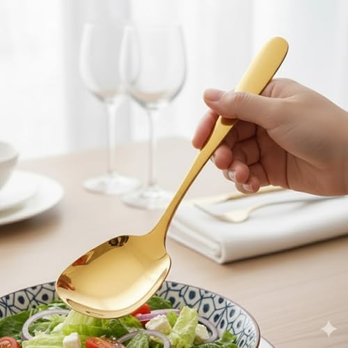 Alternative view of Premium Altın Kaplama Paslanmaz Çelik Servis Kaşığı – 21 cm Şık ve Dayanıklı Sunum Kaşığı