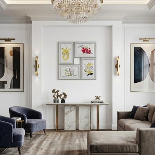 4'lü Modern Duvar Çerçeve Seti – 28.8 cm x 28.8 cm, 10x15 cm Fotoğraf Uyumlu, Dekoratif Şık Tasarım (gri)