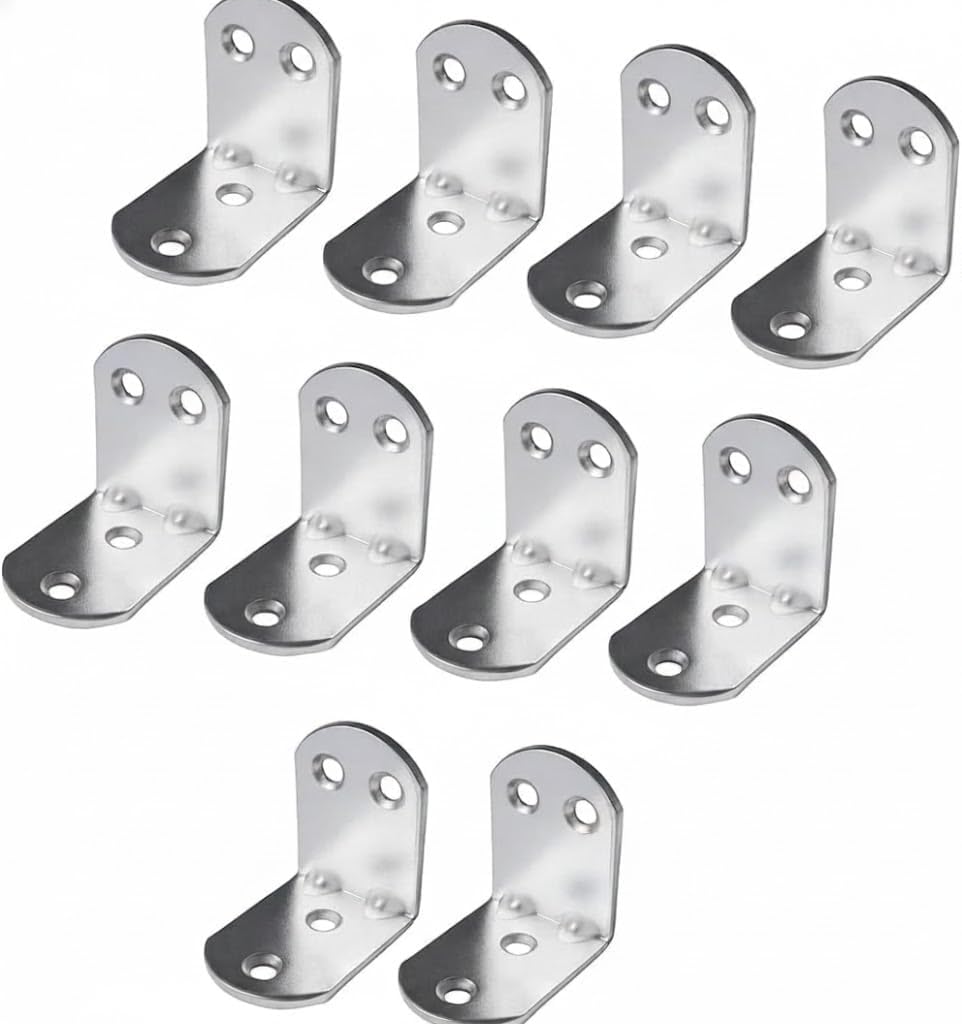 10’lu Metal Gönye Köşebent Seti – Deprem İçin Mobilya Sabitleyici L Demir, Dolap ve Raf Güçlendirme Ayağı, Dayanıklı Metal Köşebent Bağlantı Aparatı (30x25x25 Mm)