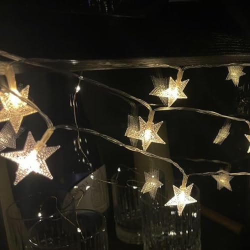 Alternative view of 3 Metre 20 LED Yıldız Işık Zinciri – Dekoratif Pilli Beyaz Atmosfer Aydınlatma, Ev Oda Balkon Yılbaşı Parti Süsleme Işıkları