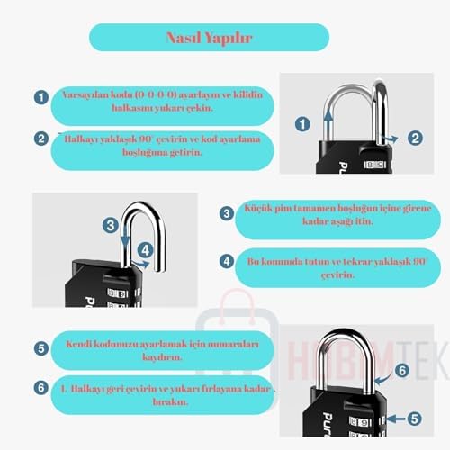 Alternative view of HT-31 Kırılmaz Şifreli Asma Kilit 4 Haneli Su Geçirmez Paslanmaz Sertleştirilmiş Çelik Dolap Kilidi TSA Onaylı