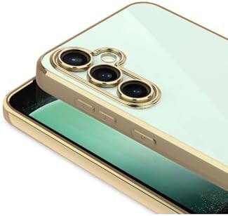 - Galaxy A17 ile uyumlu 5g Kılıf Kamera Lens Tam Korumalı Metalik Parlak Renkli Şeffaf Silikon Kapak - gold