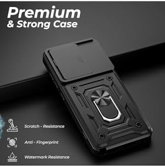Alternative view of - 15C 5G ile uyumlu Kılıf Kamera Korumalı Sürgülü Yüzüklü Standlı Armor Kapak + Ekran Koruyucu Cam Set - Lacivert