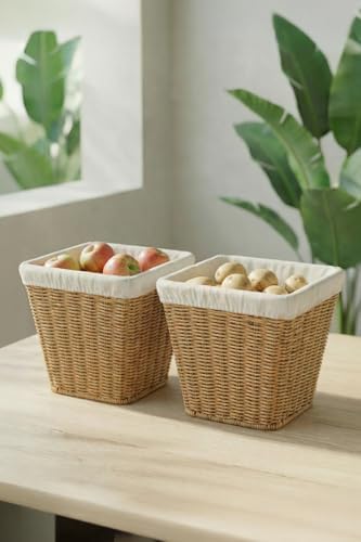 2'li Kare Hasır Patates Soğan Sarımsak Meyve Sepeti Düzenleyici Organizer -9T01