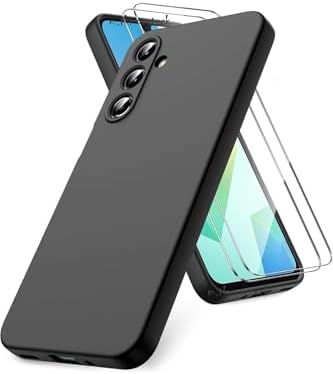 Alternative view of - Galaxy A17 ile uyumlu Kılıf Kamera Korumalı Yumuşak Renkli Mat Silikon + 9H Ekran Koruyucu Cam 2in1 Set - Siyah