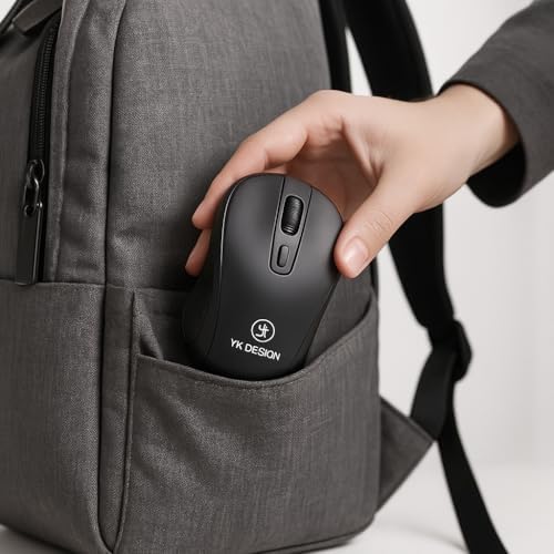 Alternative view of YK DESIGN Kablosuz Mouse, USB Alıcılı, Sessiz Tıklama, Çok Fonksiyonlu, Akıllı Uyku Modu (Siyah)
