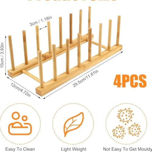 Alternative view of Bambu Tabak Standı – Bölmeli Doğal Ahşap Tabak Düzenleyici | Tabak, Kupa, Kapak, Tepsi ve Mutfak Gereçleri İçin Çok Amaçlı Düzenleyici