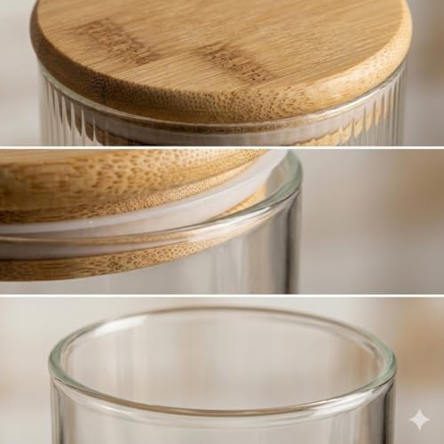bambu kapak, cam kavanoz, kare kavanoz, 200 ml kavanoz, sızdırmaz kapak, baharat kavanozu, gıda saklama, mutfak düzenleyici, çizgili cam