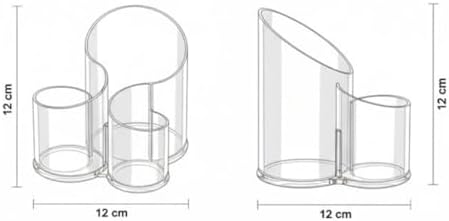 Alternative view of Şeffaf 3 Bölmeli Makyaj Fırçası ve Kozmetik Organizer – Akrilik Düzenleyici, 12 cm Çok Bölmeli Masaüstü Makyaj Standı
