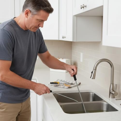 5 Metre Lavabo Açma Sustası Teli | Spiral Yaylı Krom Kaplama Gider Açma Sustası | Ergonomik Saplı Banyo Mutfak Tıkanıklık Açıcı