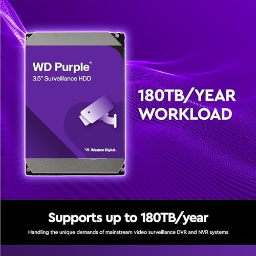 Digital 4TB WD Mor Gözetim Dahili Sabit Disk HDD - SATA 6 Gb/s, 128 MB Önbellek, 3,5" - WD44PURZ